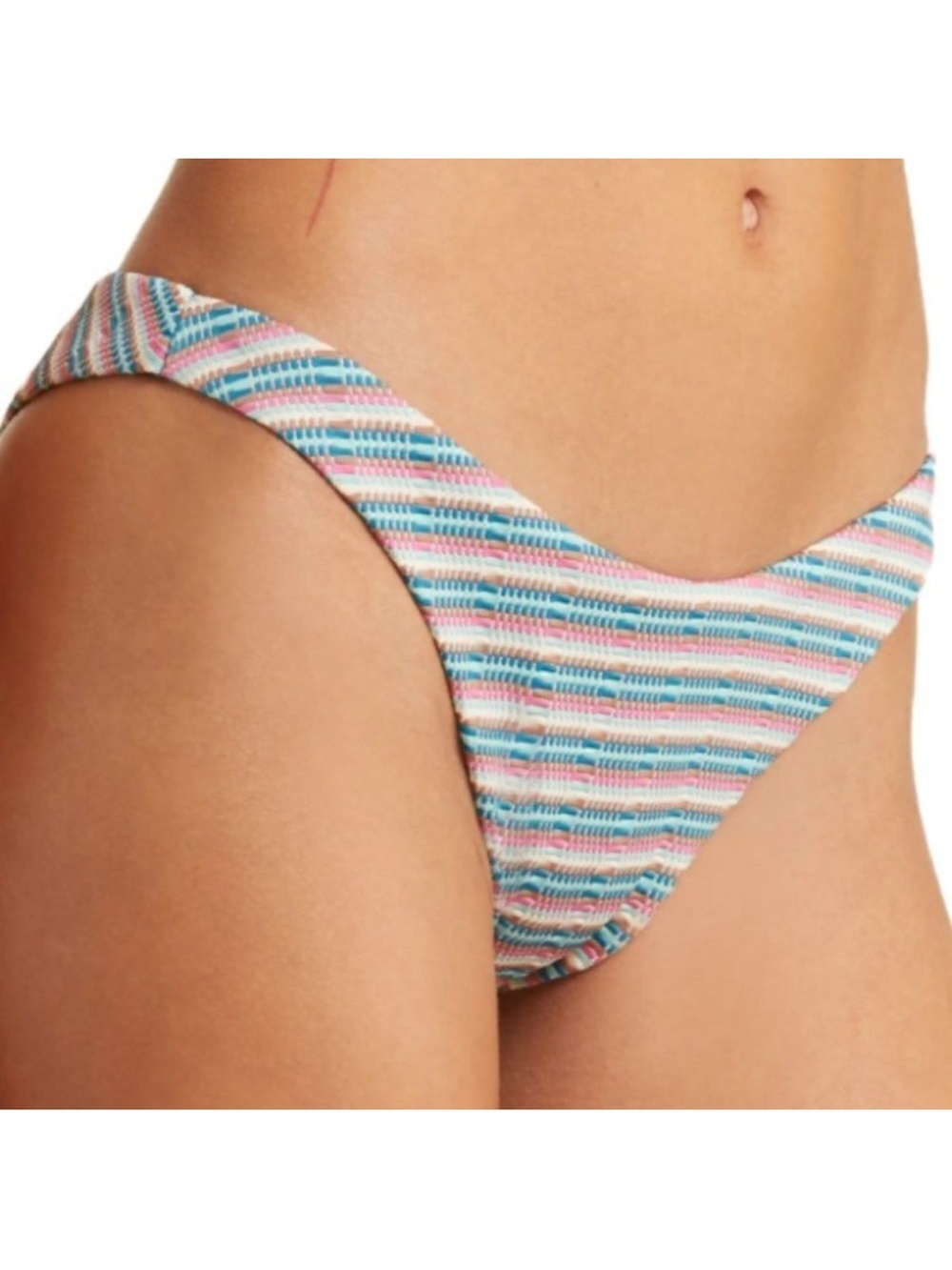 L*Space Cabana Bitsy Bikini Swim Bottom Vista Dream Pique Stripe NWOT Size S